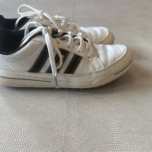 adidas Kids White and Black golf soft spike Sneakers